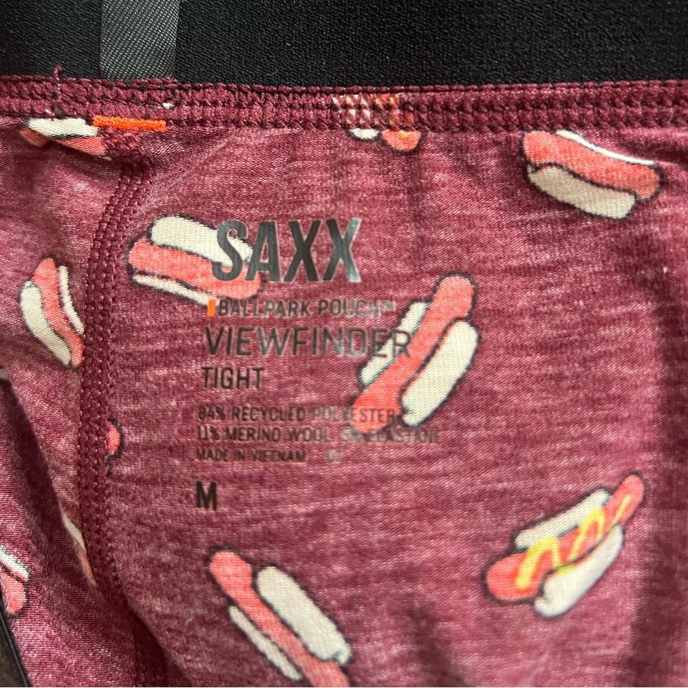 SAXX Viewfinder Half Zip Pullover and Tights Baselayer Medium Merino Wool Hotdog - Picture 11 of 11